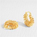 Twisted 14K Gold Plated  Beaded Thick Hoop Earrings Photo 4