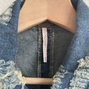 Free People Moody Blue Combo Distressed Denim Crochet Knit Macrame Cargo Vest Photo 8