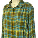 Pilcro Anthopologie  Relaxed Button Down Shirt Green Motif Plaid SIZE M Photo 0