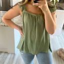 The Loft  Outlet XL Green Ruffle Flutter Sleeve Tank Top Women's Photo 3