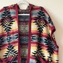 American Eagle  Aztec Western Fringe Oversized Hooded Poncho Cardigan Size XS-S Photo 4