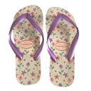 Havaianas Top  𑁍 Flower Print Flip Flops 𑁍 Brazilian Beach Sandals 𑁍 Purple Photo 8