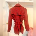 Houndstooth Joujou Red and green  Medium Trench Style Coat Photo 1