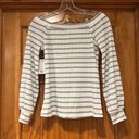 Nine West  Striped Shirt Ribbed White and Gray Top Woman’s Size XS NWT Photo 3