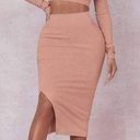 SheIn Dusty Coral Ribbed Seamless Crop Top Midi Skirt Set XS Photo 0