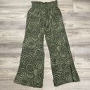 Three Dots Green Geometric Print Elastic Waist Women's Pull on Pants Size Medium Photo 3