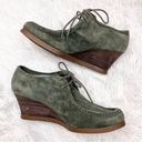 Ralph Lauren LAUREN  Denver Green Suede Leather Oxford Lace Up Wedges 8.5 B NEW Photo 4