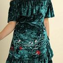 Umgee Velvet Embroidered Ruffle Tie Wrap Dress Photo 0