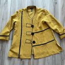 Ali Miles L Yellow Black Casual Artwear Jacket Blouse Size L Photo 0