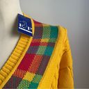 ep pro NWT Vintage 80s  Evan Picone Yellow Plaid Golf Sweater Medium V-Neck Photo 5