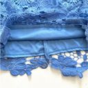 Mimi Chica  Dress Blue Lace Crochet Off Shoulder Short Sleeve Mini Dress Medium Photo 9