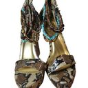 Paprika  Beaded Animal Print Platform Heels - Size 8.5 - Boho Chic Photo 0