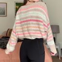 American Eagle Beige Striped V Neck Sweater Photo 2