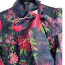 Rachel Parcell NWT  Floral Long Sleeve Tie Neck Satin Dress 6 Photo 8