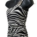 Sweet Storm Zebra Black & White Print Bodycon Rouching One Shoulder Dress Size M Photo 1