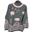 The Great Vintage Amer Sweater Co Gray Marble/Pink Bear Country USA Sweater One Sz Photo 0