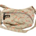 KAVU  Tan Coral Floral Canvas Crossbody Big Pocket Bag Purse Carry Photo 0