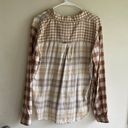 American Eagle Tan Relaxed Button-up Plaid Flannel Shirt - Women’s Size Medium Photo 1
