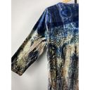 Live and let live  Blue Tan Velvet Paisley Embroidered 3/4 Sleeve Pop Over Top XL Photo 8