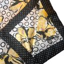 VTG Silk Square Scarf Yellow Floral Polka Dot Border Classic Glamourous Charm Photo 1