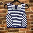 J.O.A. Revolve Navy Blue White Striped Embellished Crop Top Women's Size Small Photo 1