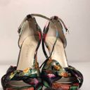 Ivanka Trump Floral Print Satin Straps Crisscross Leather Green Pumps Stilettos D’orsay Sandals Photo 4