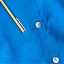 Studio Works  Linen Button Front Shirt Turquoise Large Long Sleeve Photo 11