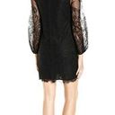 Trina Turk  Lace Overlay Mini Dress Cut Out Neckline Sheer Balloon Sleeve Black 4 Photo 2