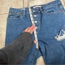 Levi's  Premium Womens Wedgie Button Fly Jeans Size 29 Big E SUPER distressed Photo 9