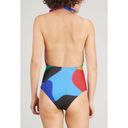 Mara Hoffman  Wisteria Maddy Colorblock One Piece Halter Plunge Swimsuit XXL Photo 1