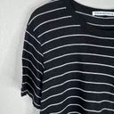 Alexander Wang T by  Womens Pocket Tee Shirt Sz Medium Black Stripe Viscose Linen Photo 1