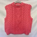 She & Sky  Cable Knit High Neck Sweater Vest Size Large Peach Chunky New Photo 9