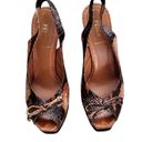 Fendi  Brown Snakeskin Print Slingback Heels Sz 37 (7) Photo 8