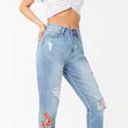 Cello  Embroidered Rose Floral Distressed High Waisted Jeans Frayed Hem Size 5 Photo 2