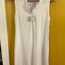 cupio  NEW v neck ruffle, coastal beachy white pocket dress, linen blend small Photo 5