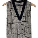 Vince  Silk Mini Dress V Neck Blouson Drawstring Waist Black White Polka Dot XS Photo 2