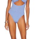 We Wore What NWT  Ruched Bandeau One Piece in Blue Jean Photo 1