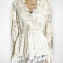 VICI  Women's Ivory Crochet And Lace Long Sleeve Boho Top Small | EUC Photo 1