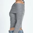 Princess Polly Gray Off the Shoulder Sweater  Photo 5