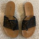 Paul Green  Black Leather Lase Cut Slip On Sandals Photo 0