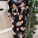 Forever 21  Women's Black Floral 100% Rayon V-Neck 3/4 Sleeve Jumpsuit Size Small Photo 0