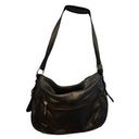 Stone Mountain  Black Leather Hobo Shoulder Bag With Adjustable Strap & Multiple Photo 0