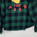 Disney  Women’s Size XL Green Plaid Flannel Winnie The Pooh Button Down Photo 6