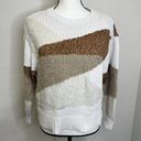 Lou & grey  Loft Colorblock Textured Coastal Crewneck Sweater Medium White/Tan Photo 0