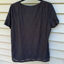 Calvin Klein XL black stretch textured ribbed lined t-shirt style blouse Photo 7