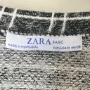 ZARA  Basic Plaid Tie Boxy Long Sleeve Black White Top Crew Neck sz M Photo 4