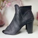 American Eagle  Black Faux Leather Peep-toe Block Heel Booties Photo 1