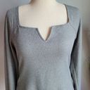 Anthropologie , New Pilcro Gray Notch Neck Cutout Tie Back Knit Top Size Large Photo 4