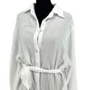 LAmade Andria Gauze Women’s Long Sleeve Tie Waist Button Front Shirt Dress White Size M Photo 3