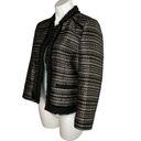 Chico's  Royal Tweed Jacket Black Gold Silver Open Blazer Bracelet Sleeve Sz 1 M 8 Photo 1